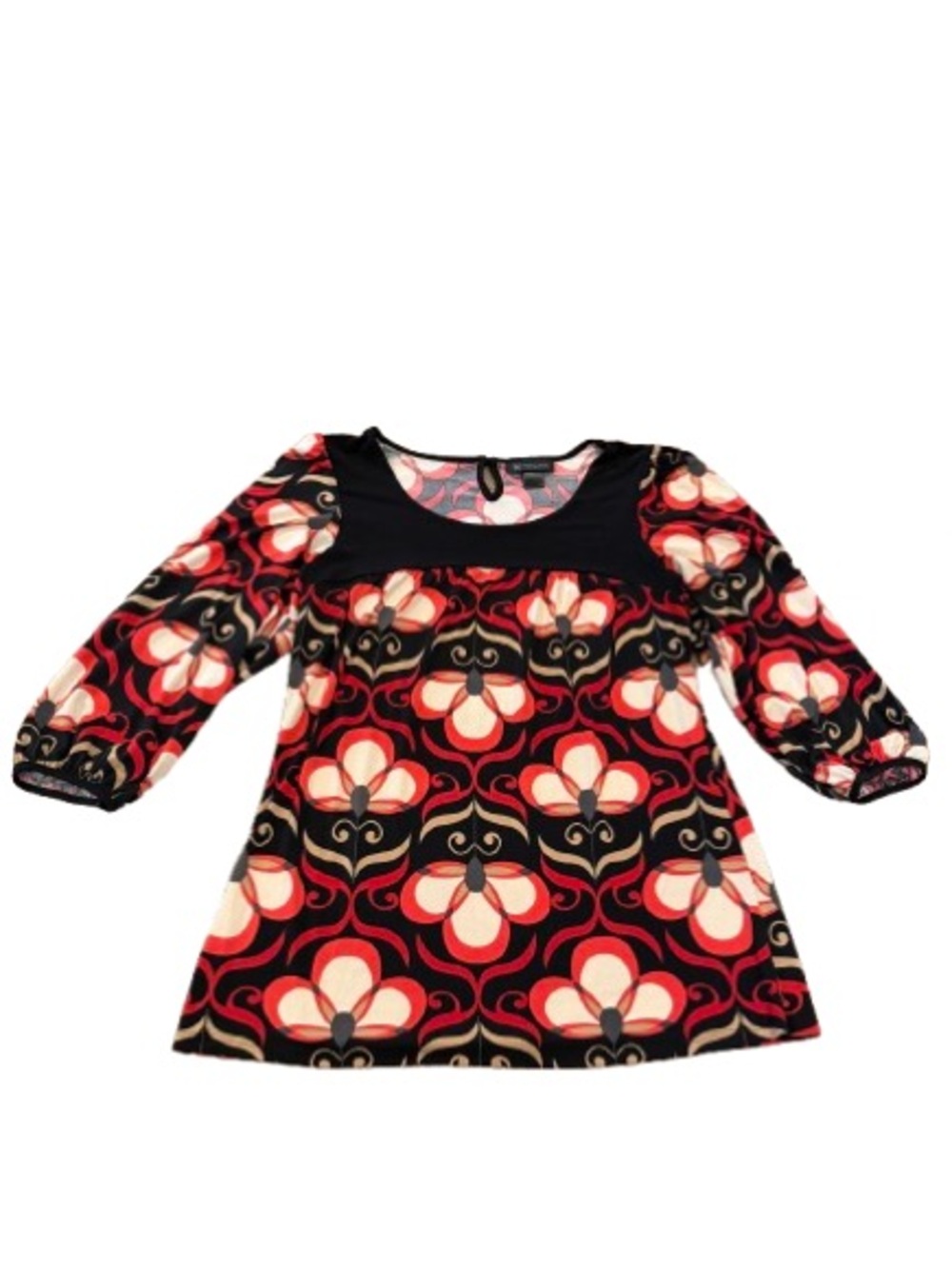 INC International Concepts Womens Black & Red Floral Geometric Tunic Size Large